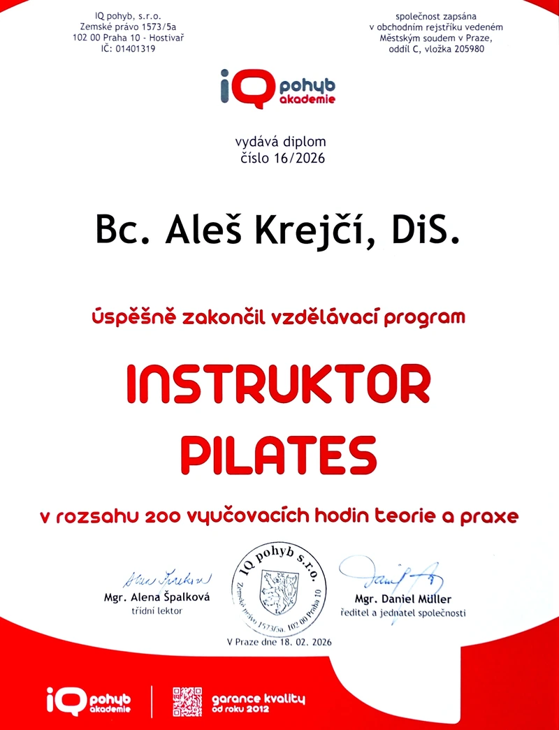 kvalifikace instruktor pilates certifikát
